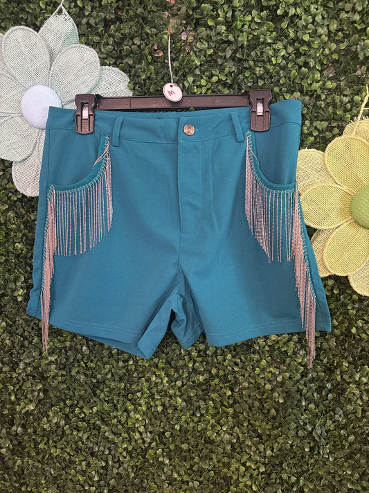 Fringe Shorts - Teal